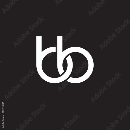Initial lowercase letter bb, overlapping circle interlock logo, white color on black background