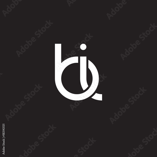 Initial lowercase letter bi, overlapping circle interlock logo, white color on black background
