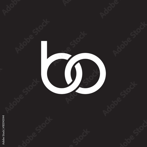 Initial lowercase letter bo, overlapping circle interlock logo, white color on black background