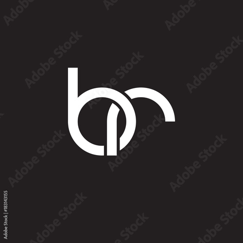 Initial lowercase letter br, overlapping circle interlock logo, white color on black background photo