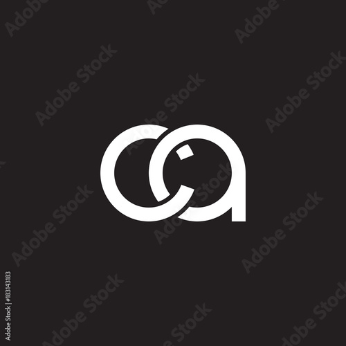 Initial lowercase letter ca, overlapping circle interlock logo, white color on black background