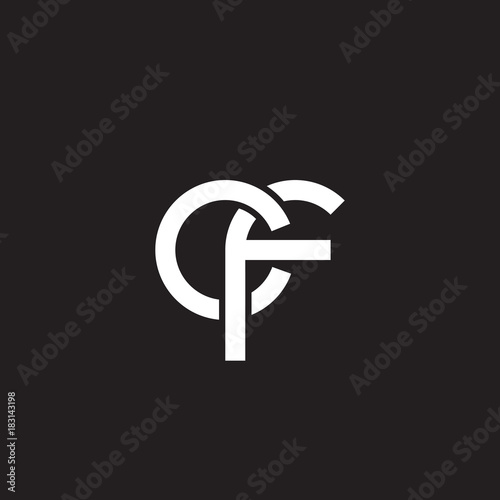 Initial lowercase letter cf, overlapping circle interlock logo, white color on black background