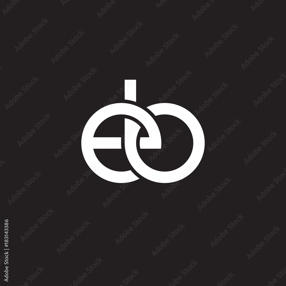 Initial lowercase letter eb, overlapping circle interlock logo, white color on black background Initial lowercase letter eb, overlapping circle interlock logo, white color on black background