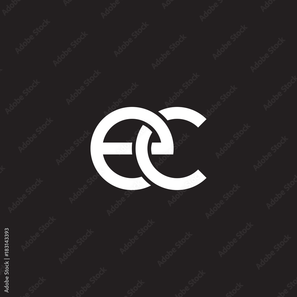 Initial lowercase letter ec, overlapping circle interlock logo, white color on black background Initial lowercase letter ec, overlapping circle interlock logo, white color on black background
