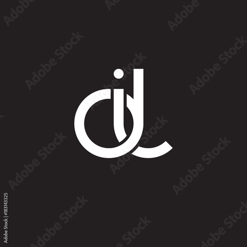 Initial lowercase letter di, overlapping circle interlock logo, white color on black background