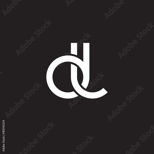Initial lowercase letter dl, overlapping circle interlock logo, white color on black background