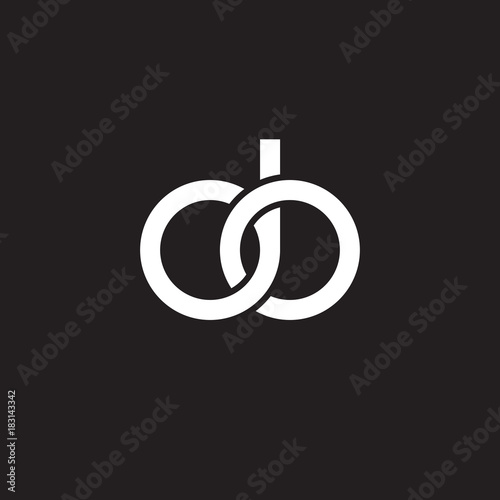 Initial lowercase letter do, overlapping circle interlock logo, white color on black background