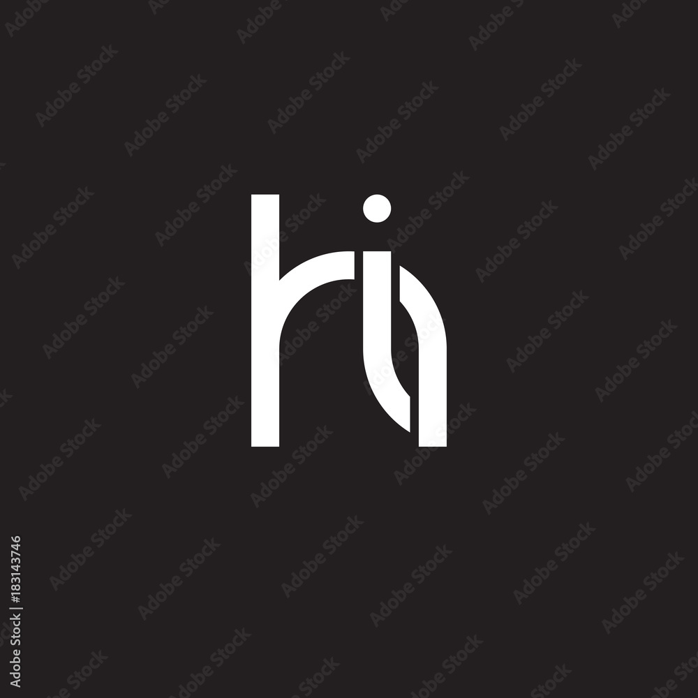 Initial lowercase letter hi, overlapping circle interlock logo, white color on black background Initial lowercase letter hi, overlapping circle interlock logo, white color on black background