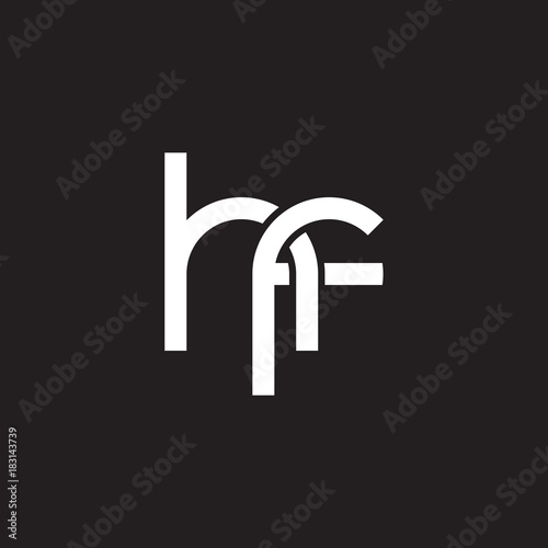Initial lowercase letter hf, overlapping circle interlock logo, white color on black background