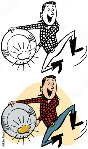 Foto A prospector strikes hits the jackpot while panning for gold.