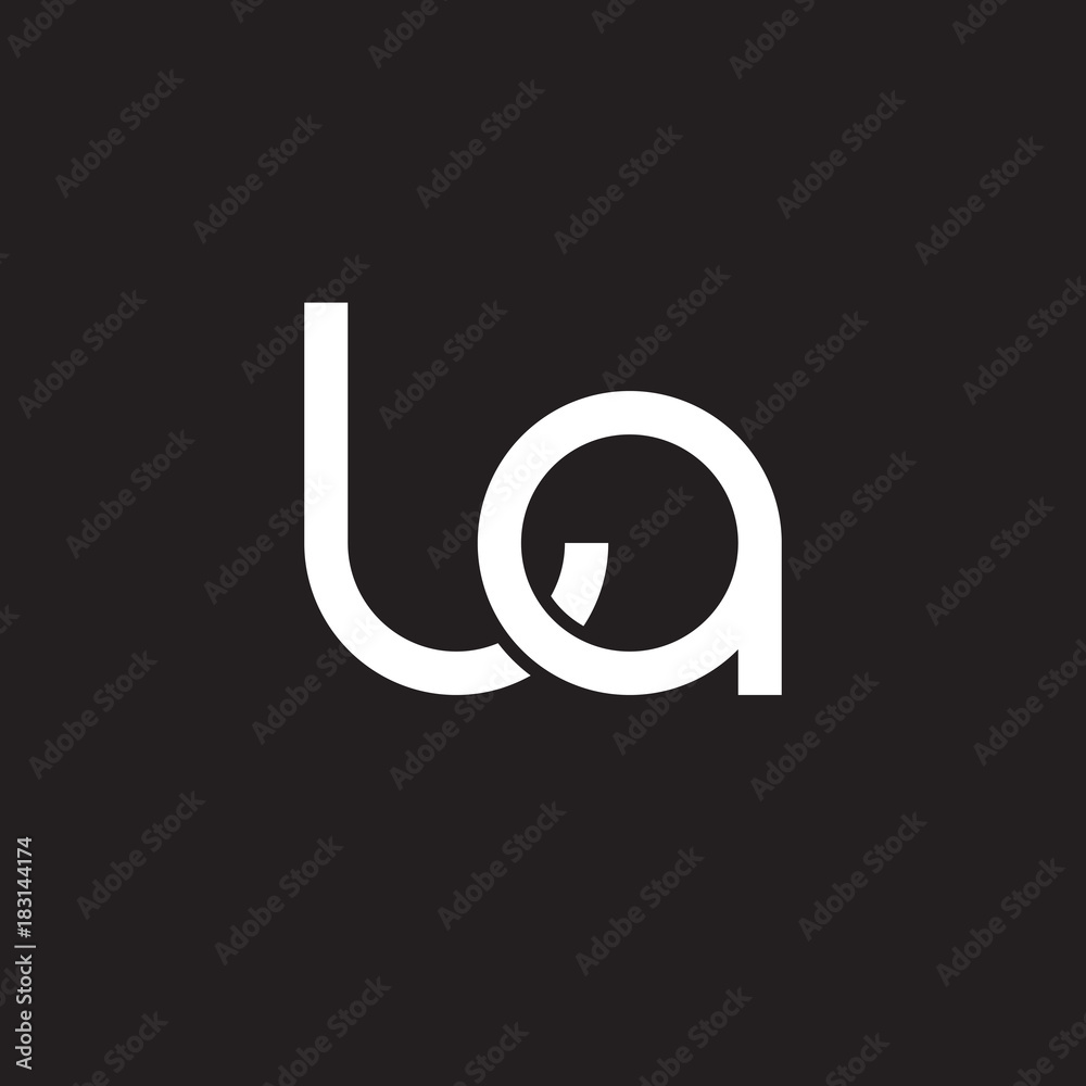 Initial lowercase letter la, overlapping circle interlock logo, white color on black background Initial lowercase letter la, overlapping circle interlock logo, white color on black background