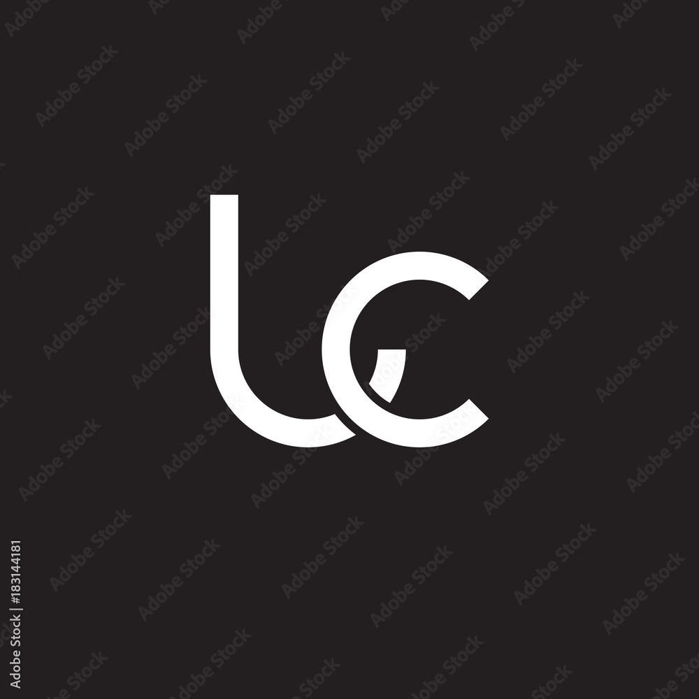 Initial lowercase letter lc, overlapping circle interlock logo, white color on black background Initial lowercase letter lc, overlapping circle interlock logo, white color on black background