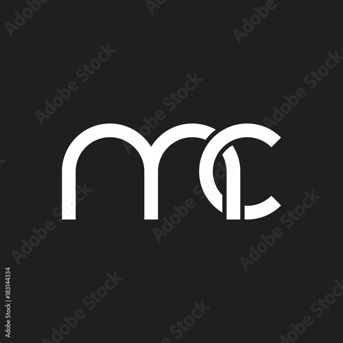Initial lowercase letter mc, overlapping circle interlock logo, white color on black background