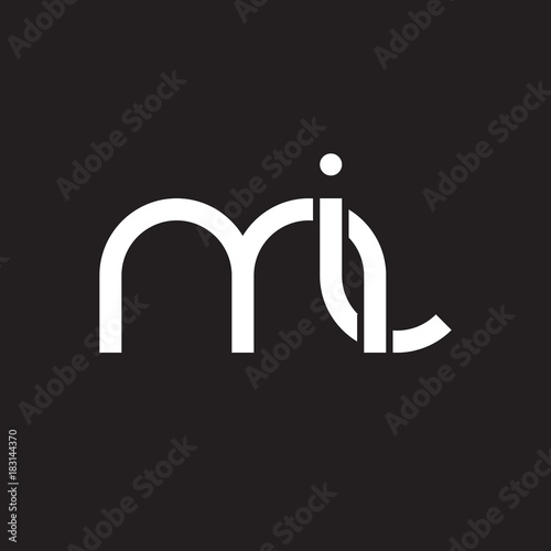 Initial lowercase letter mi, overlapping circle interlock logo, white color on black background