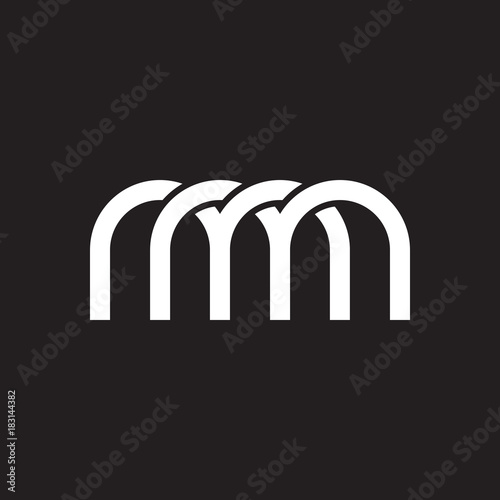 Initial lowercase letter mm, overlapping circle interlock logo, white color on black background