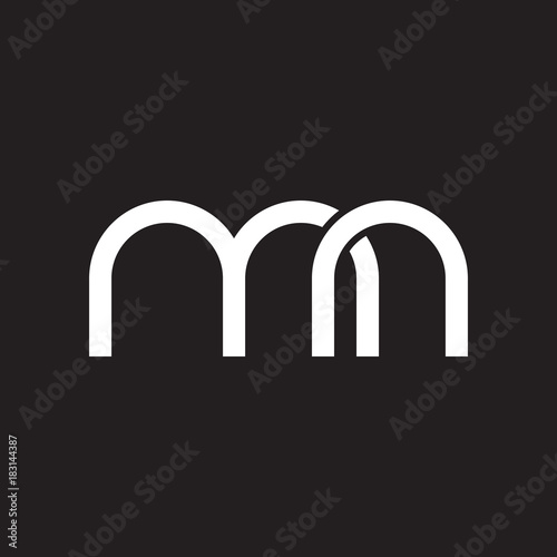 Initial lowercase letter mn, overlapping circle interlock logo, white color on black background