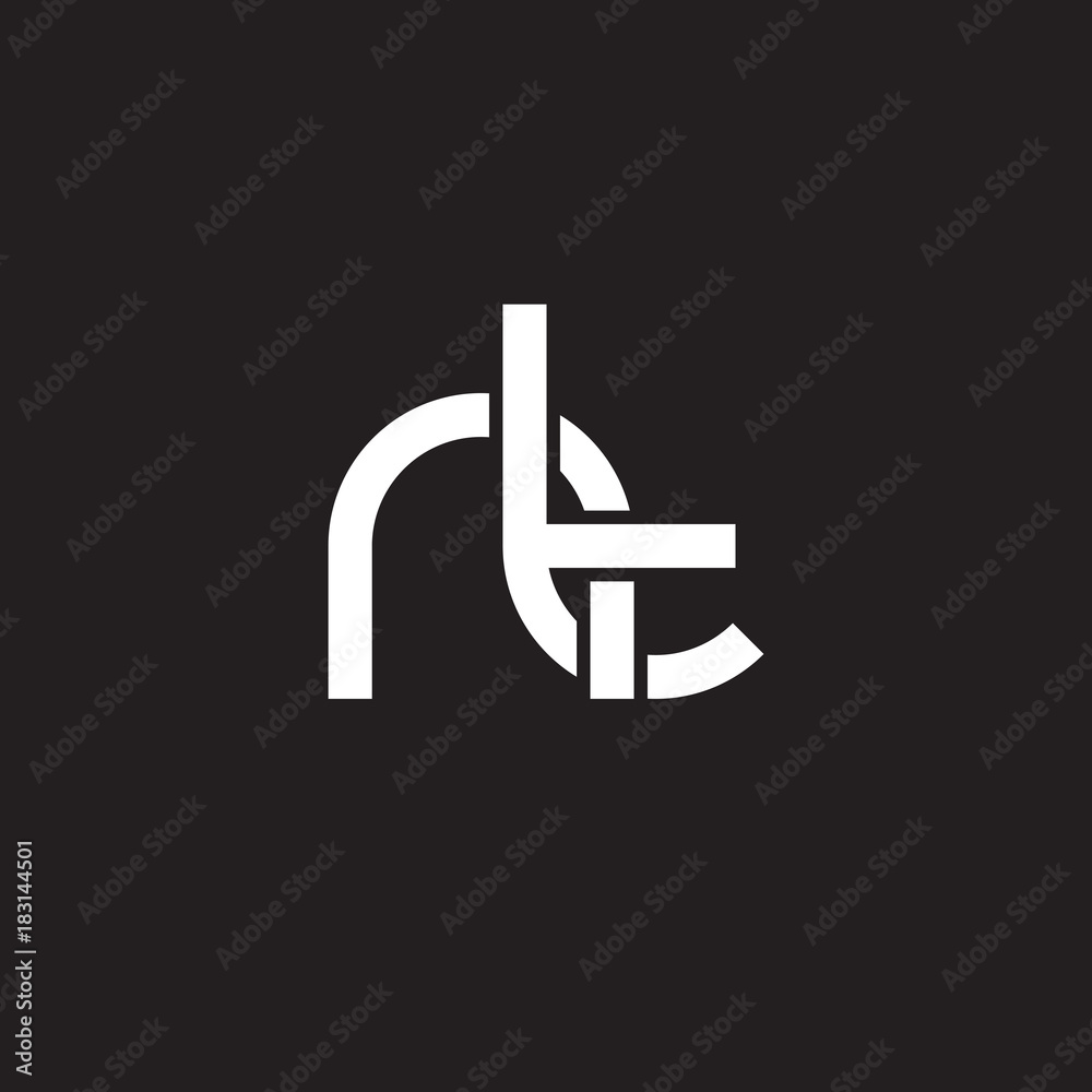 Initial lowercase letter nt, overlapping circle interlock logo, white color on black background Initial lowercase letter nt, overlapping circle interlock logo, white color on black background