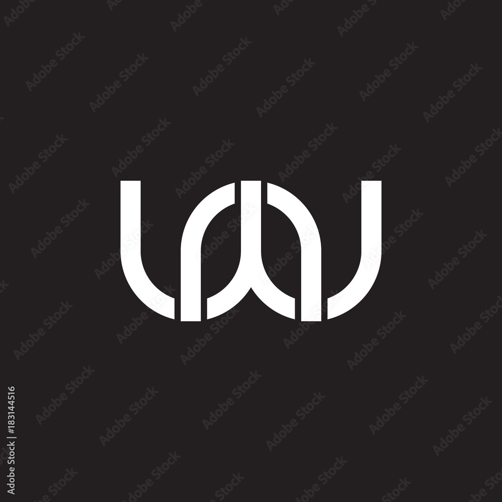 Initial lowercase letter nw, wn, overlapping circle interlock logo, white color on black background Initial lowercase letter nw, wn, overlapping circle interlock logo, white color on black background