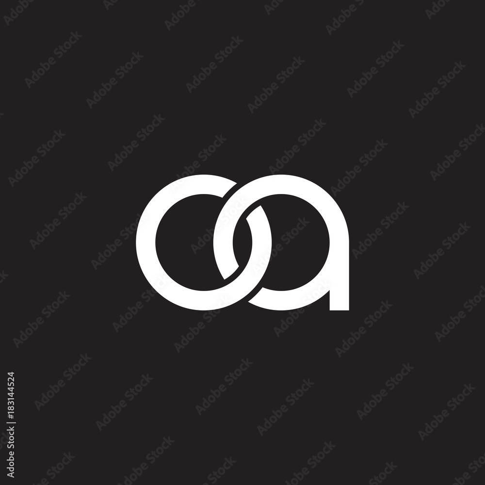 Initial lowercase letter oa, overlapping circle interlock logo, white color on black background Initial lowercase letter oa, overlapping circle interlock logo, white color on black background