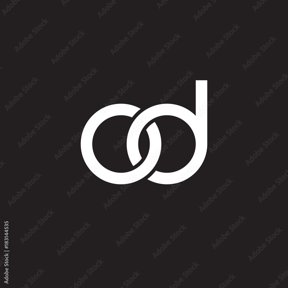 Initial lowercase letter od, overlapping circle interlock logo, white color on black background - obrazy, fototapety, plakaty 