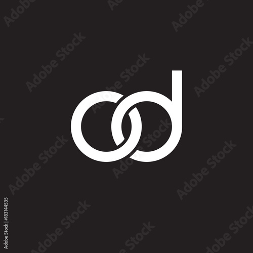 Initial lowercase letter od, overlapping circle interlock logo, white color on black background