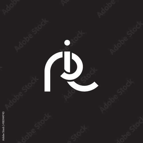 Initial lowercase letter ri, overlapping circle interlock logo, white color on black background