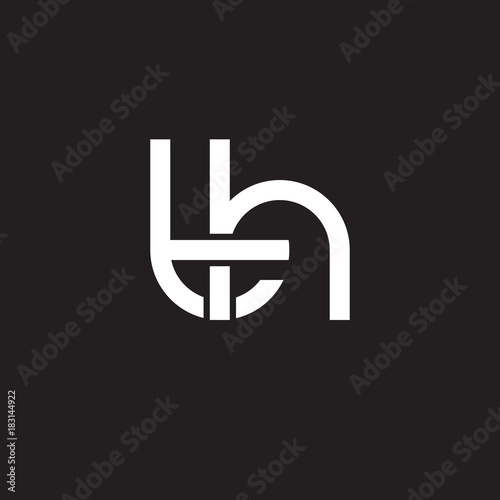 Initial lowercase letter th, overlapping circle interlock logo, white color on black background