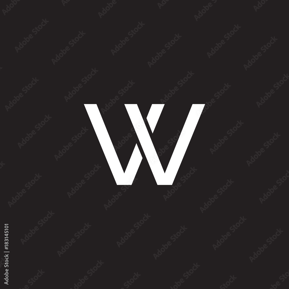 Initial lowercase letter vv, overlapping circle interlock logo, white color on black background Initial lowercase letter vv, overlapping circle interlock logo, white color on black background