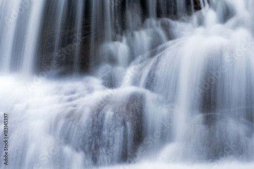 Waterfall flowing on limestone