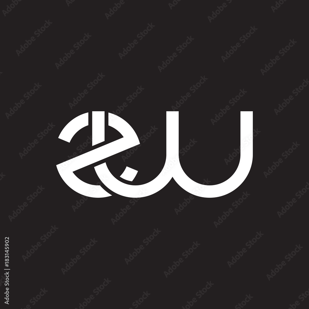 Initial lowercase letter zw, overlapping circle interlock logo, white color on black background Initial lowercase letter zw, overlapping circle interlock logo, white color on black background