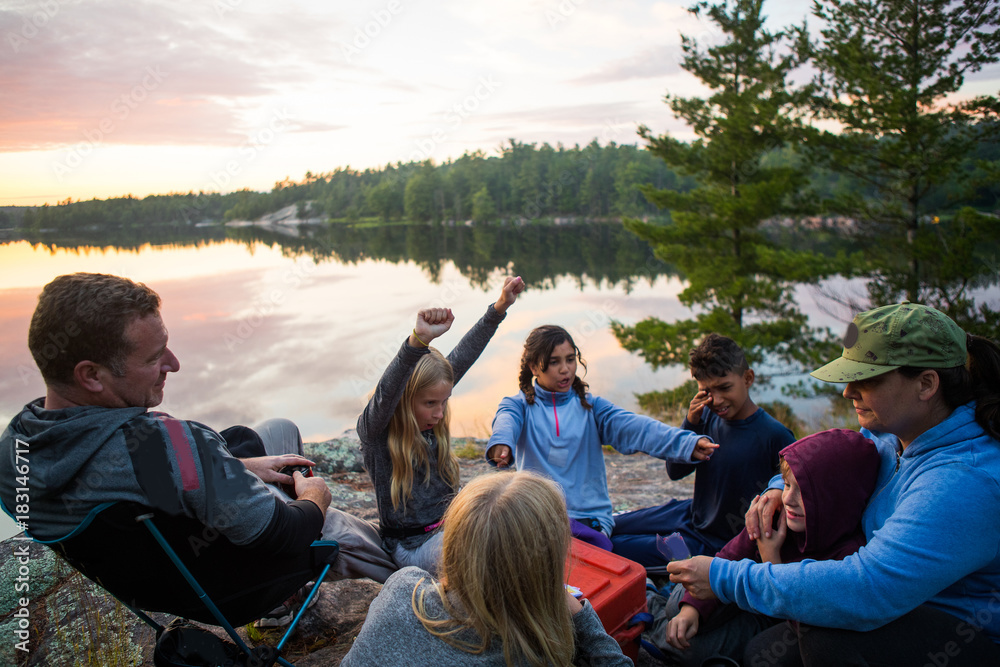 Kids playing during a family camping trip