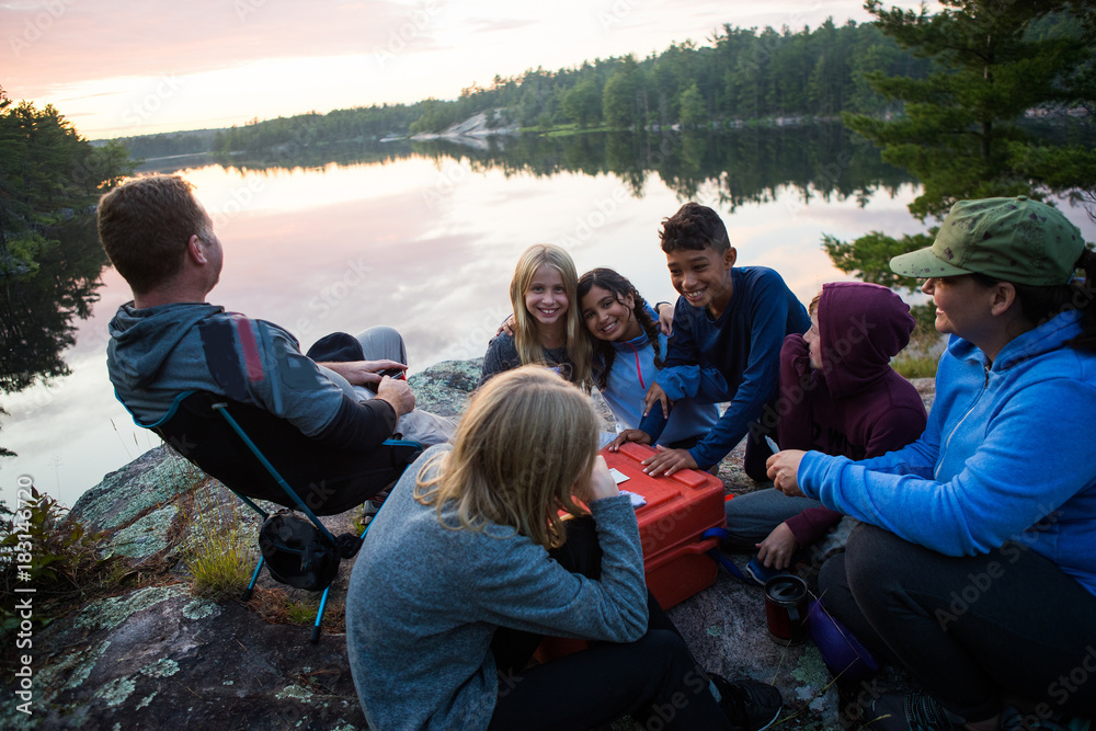 Kids playing during a family camping trip
