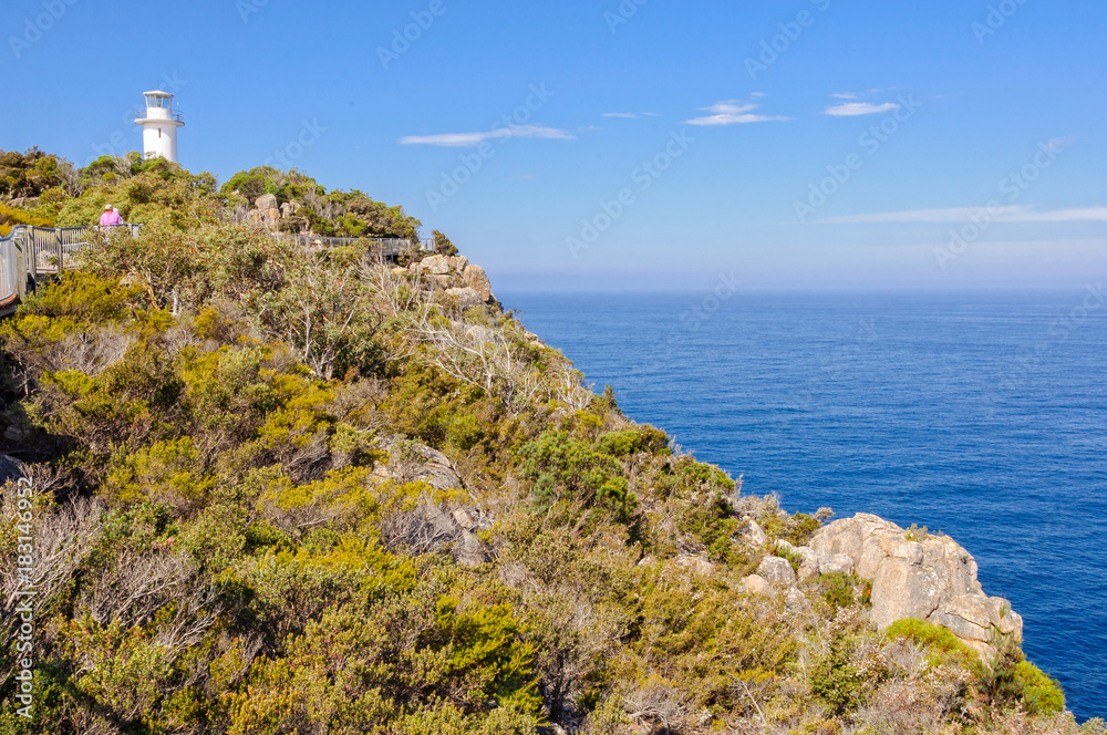 An unmanned, automatic lighthouse in the Freycinet National Park - Cape Tourville, Tasmania, Australia