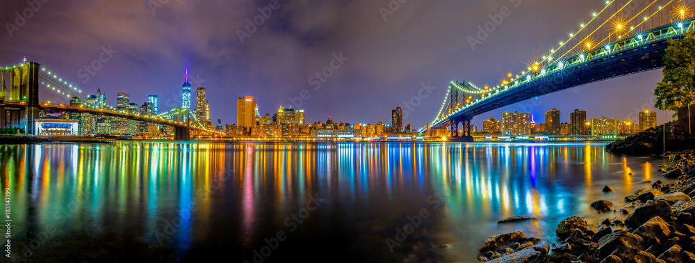Brooklyn and Manhattan Bridges pano from DUMBO