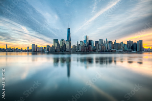 NYC skyline sunrise from Liberty state park NJ photo