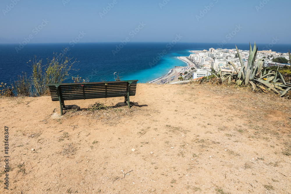 coastal landscape  on the way to the Acropolis of Rhodes, Greece