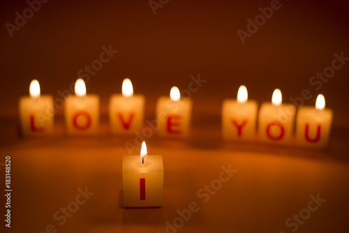 I Love You words on candle