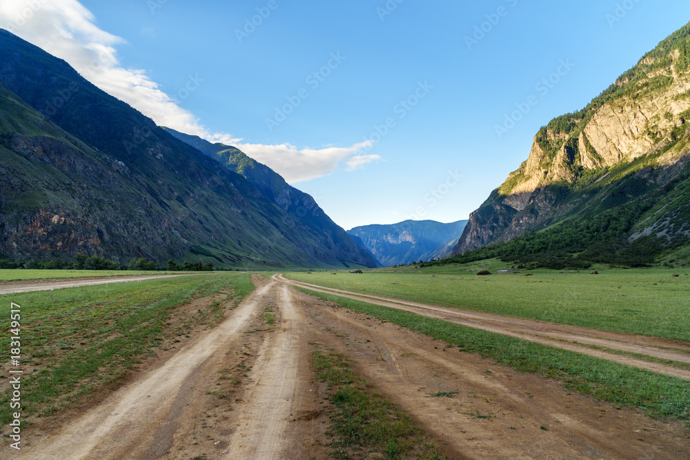 Valley of Chulyshman river at the morning. Altai Republic. Russia