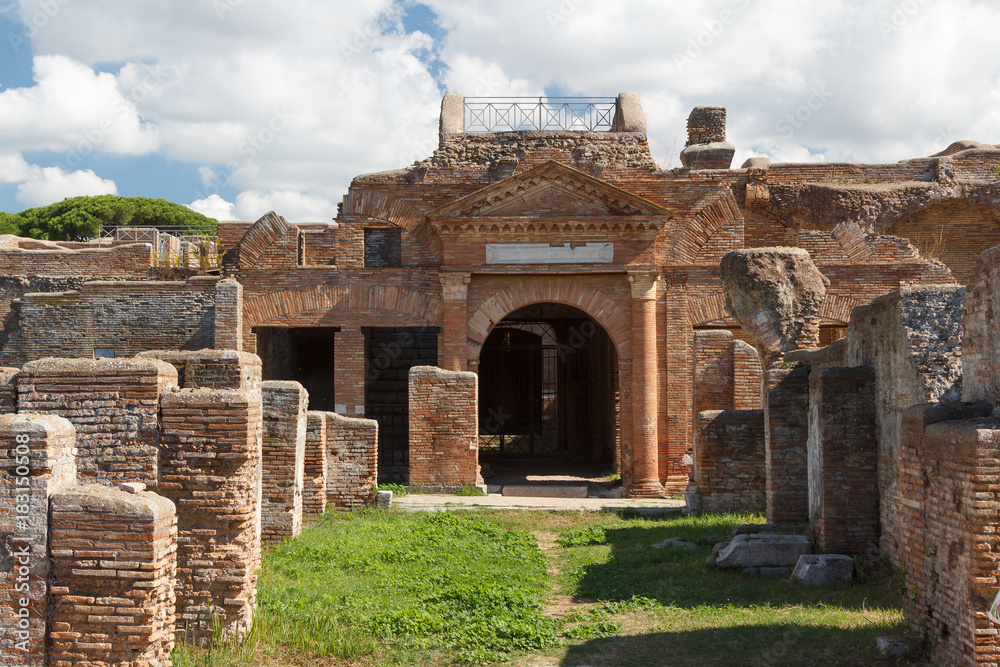 Ruins of the ancient Roman town Ostia Antica, Italy
