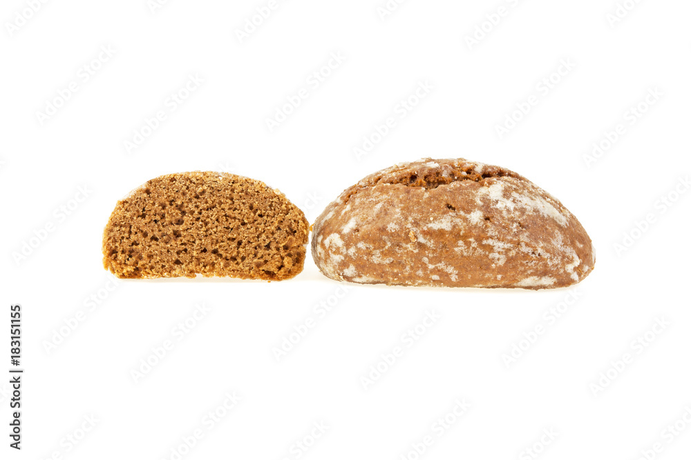 chocolate gingerbread with glaze isolated on white background chocolate gingerbread with glaze isolated on white background