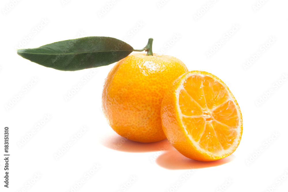 Tangerine on a white background