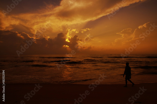 Man walking on the beach © V.R.Murralinath