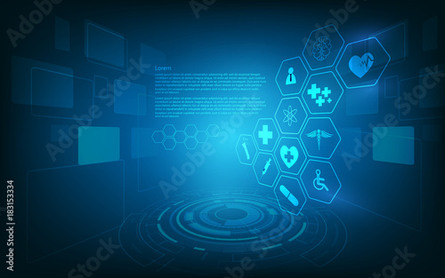 hud interface virtual hologram future system health care innovation concept background