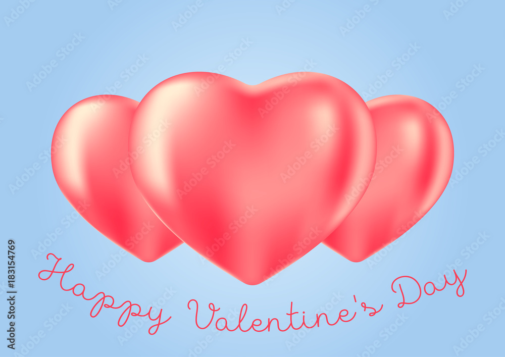 Romantic background with rose heart balloons. Valentine's day concept .Vector eps 10