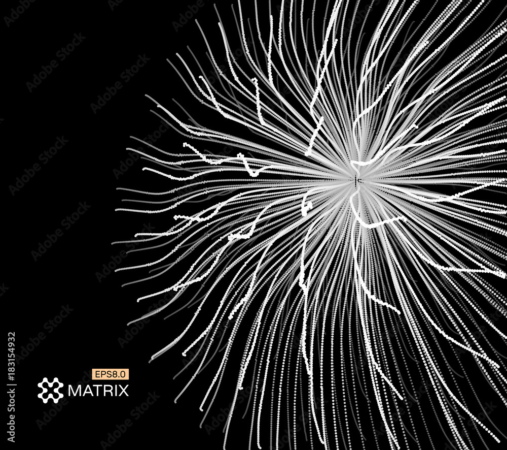 Obraz premium Array with dynamic particles. 3d futuristic technology style. Abstract background. Vector illustration.
