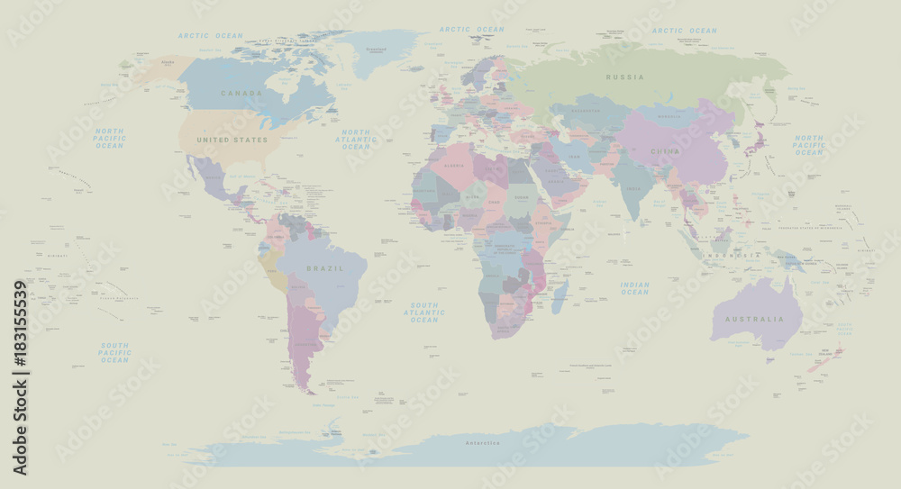 Vintage political World map. EPS 10 vector