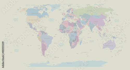 Vintage political World map. EPS 10 vector