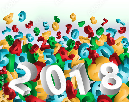 Happy New 2018 year 3D banner, vector illustration