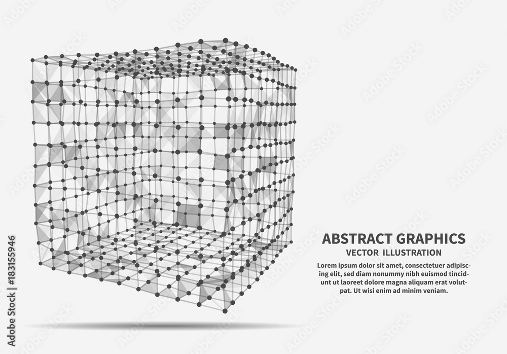 Fototapeta premium Cube, vector illustration. Network connections.