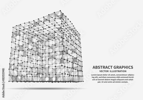 Cube, vector illustration. Network connections.